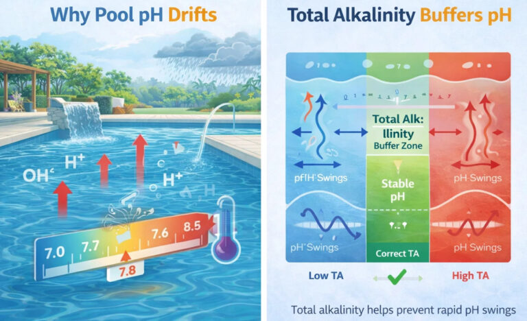 diagram showing why pool ph drifting and the ideal total alkalinity