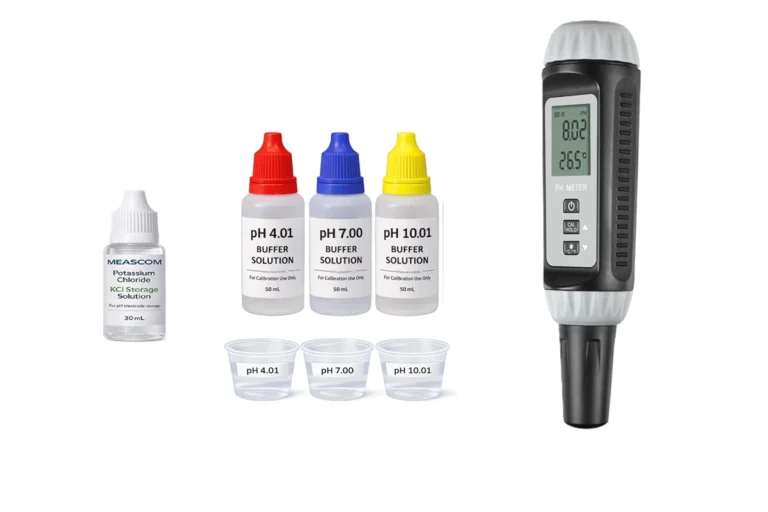 Calibrating a pH meter using pH buffer solutions and KCl storage solution